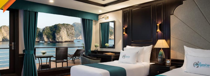 Croisière de luxe 5 étoiles de 2 jours à Halong : balcon, chambre avec baignoire