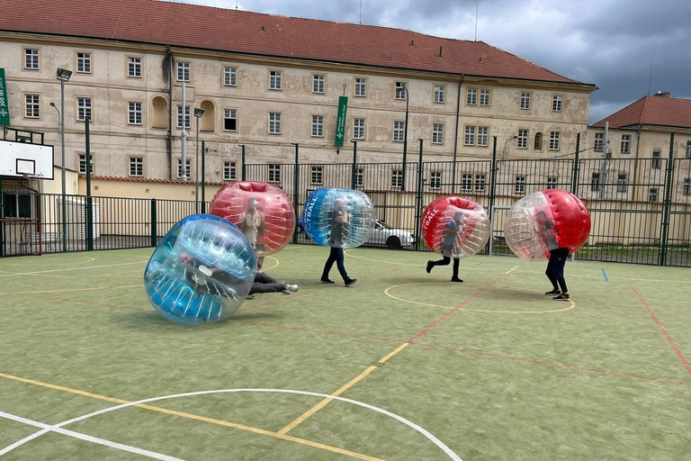 Prague: Bubbles football in city centre of Prague