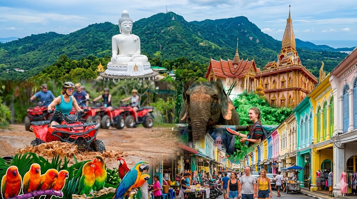 Phuket: Vogelpark, Elefantenfütterung, Quadfahrt & Städtetour
