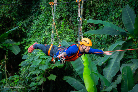 Chiang Mai: Avventura in Sky Hawk Zipline con ATV opzionalePacchetto E: Percorso completo Zipline + avventura ATV (con trasferimento)