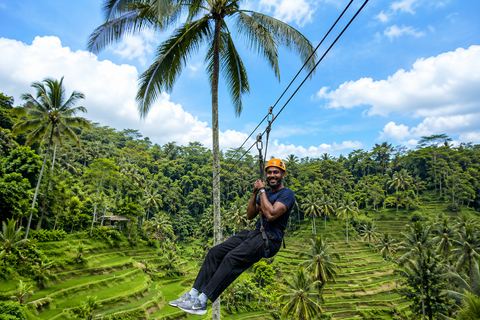 Ubud: Zipline Adventure Above Rice Terraces with Tour Guide Car Round Transfer No Ticket