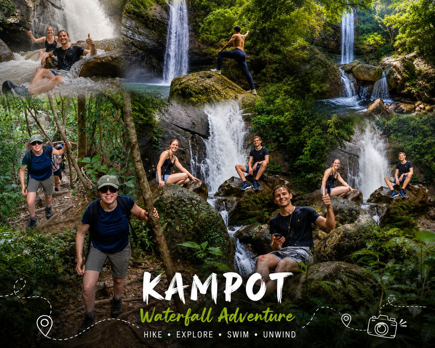 Kampot: Wanderung zu zwei versteckten Wasserfällen mit Mittagessen