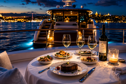 Istanbul: Europe & Asia Night Cruise with Dinner & Shows VIP Lounge, VIP Menu, Soft Drinks & Hotel Transfer