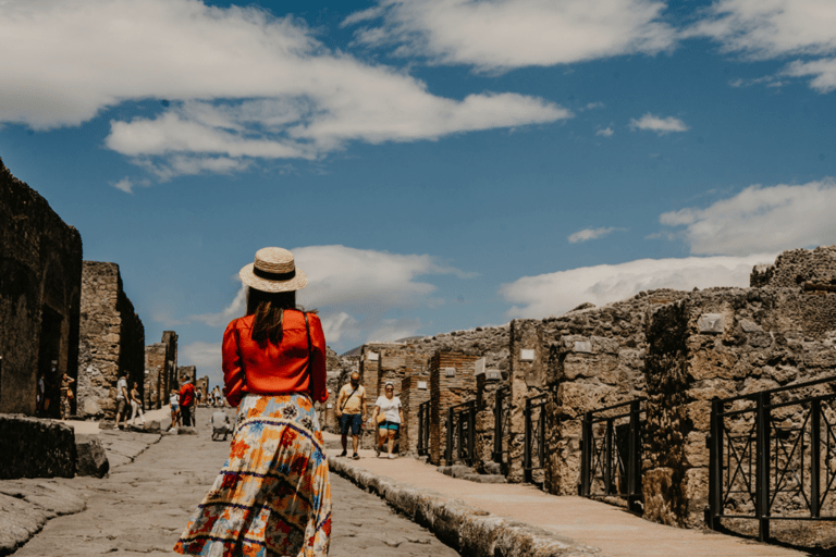 From Naples: Guided Walking Tour of Pompeii with entrance ticket and trainGuided tour in Spanish