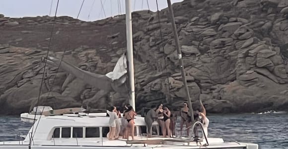 Mykonos: Day Catamaran Cruise with Boho Style & Live DJs