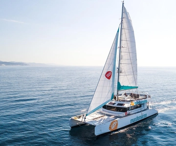 Malaga: Catamaran Sailing Cruise with Swimming & Optional DJ