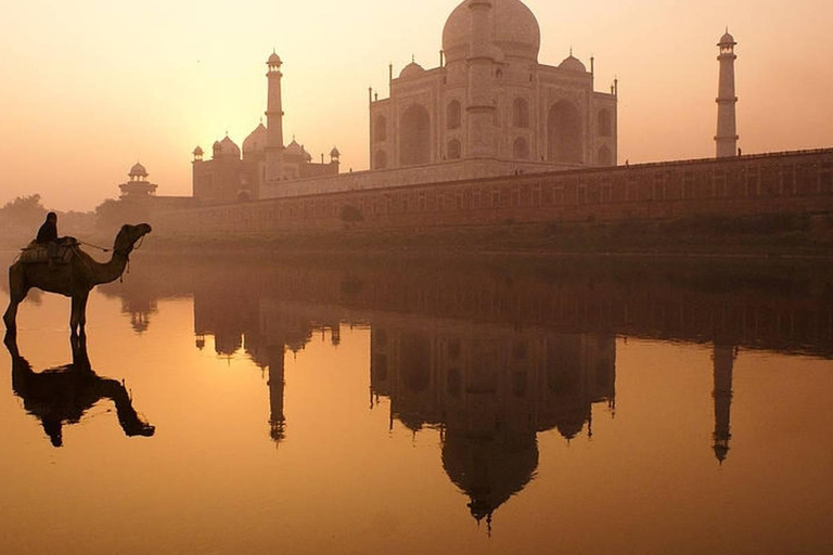 Van Delhi: dagtocht Taj Mahal en Agra-tour met sneltrein2e klas treincoach, auto, gids, toegangskaarten en maaltijden