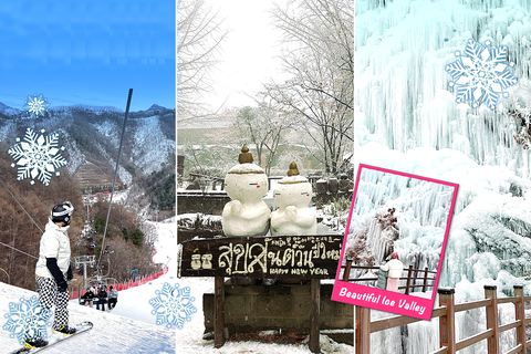 Seoul: Elysian Ski + Eobi Ice Valley + NamiAbfahrt von der Hongik Univ. Station, Ausgang 8.