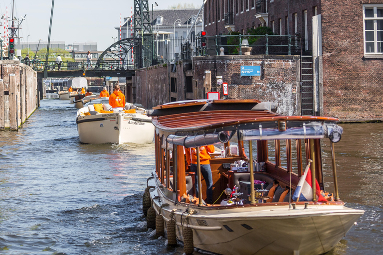 Amsterdam: Open Boat Cruise mit unbegrenzter GetränkeoptionTreffpunkt Anne Frank Haus ohne Getränke