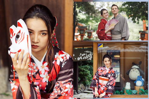 Kyoto: Gion Kiyomizudera Kimono Yukata Hairstyle& Photoshoot Kyoto Photo Session ONLY (1-Hour)