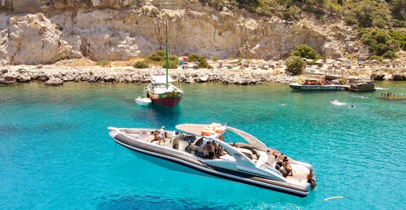 Rhodes: Beach Cruise with Swimming, Meal, & Unlimited Drinks