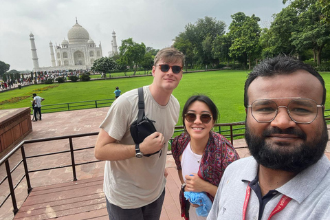 Desde Jaipur: Excursión de un día al Taj Mahal y traslado a DelhiTodo incluido - Coche , Guía , Comida, Entrada Monumentos