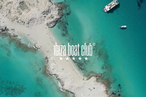 Ibiza: Formentera Sunset Boat Part with Drinks and Food Full Day Pass at Ibiza Boat Club (Early Bird Phase 2)
