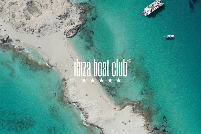 Ibiza: Formentera Sunset Boat Part with Drinks and Food Full Day Pass at Ibiza Boat Club (Early Bird Phase 2)
