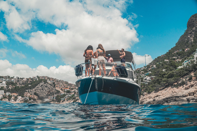 Palma: Private Flybridge Motorboat Tour - All Included Palma: Sunset Tapas Cruise to Caves or Calas on a Llaut