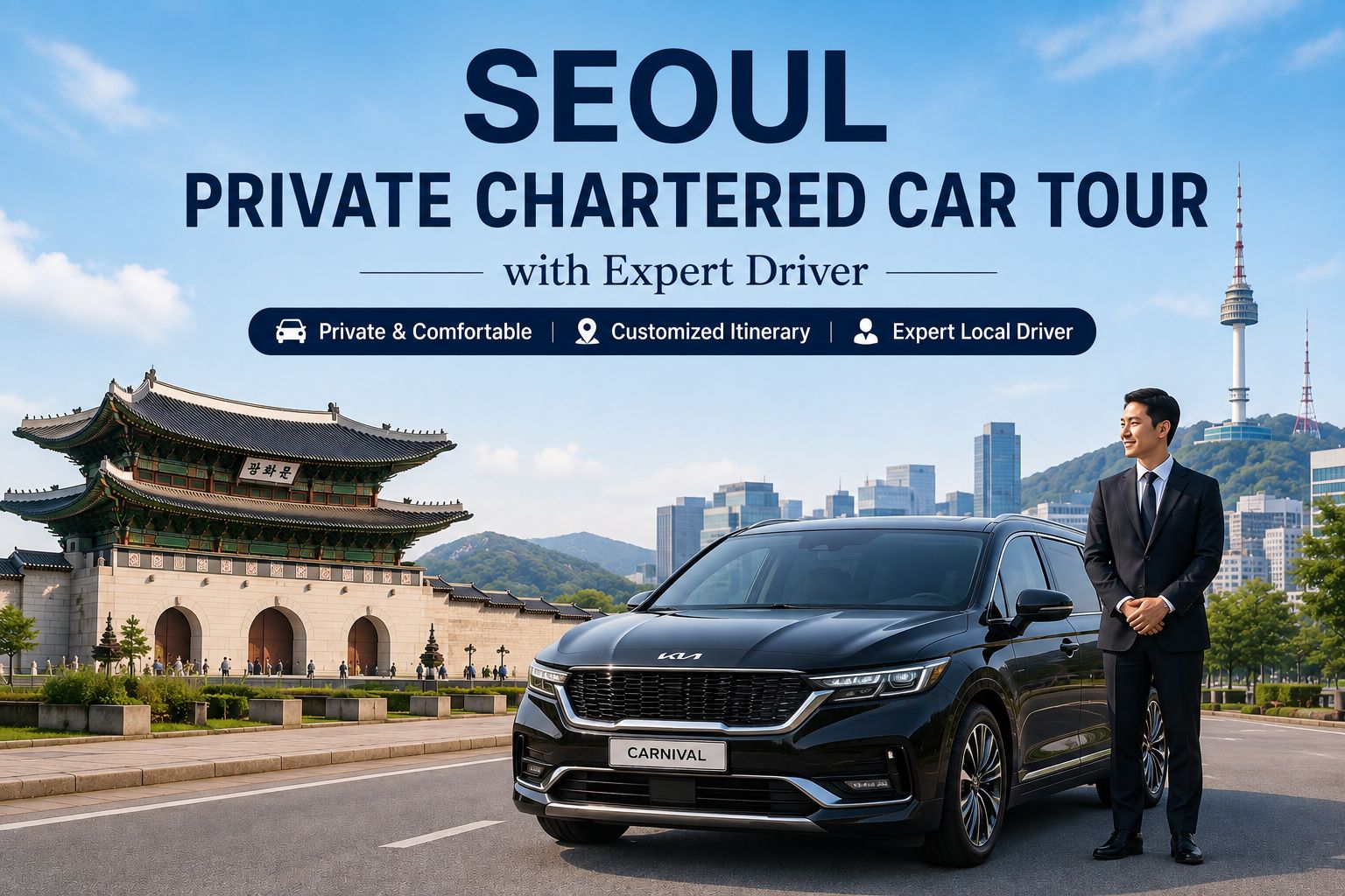 Seoul: Private Tour im gecharterten Auto mit fachkundigem Fahrer