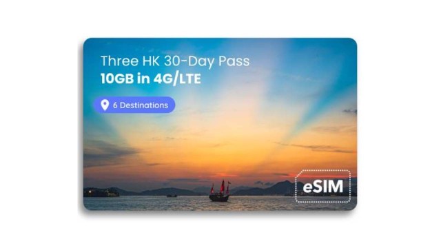 UK eSIM: 10GB with 30-Day Validity (Three HK)