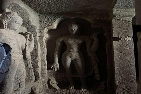 Mumbai: Kanheri Caves Guided Tour Kanheri Caves+Temple+Village+Tiger safri ( pickup & drop)