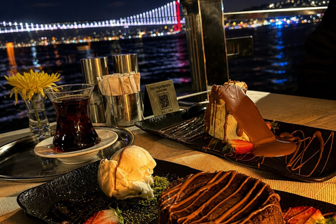 Istanbul: Europe & Asia Night Cruise with Dinner & Shows VIP Lounge, VIP Menu, Soft Drinks & Hotel Transfer