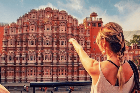 De Delhi: excursão guiada de dia inteiro pela cidade de Pinkcity JaipurCity Tour em Jaipur com táxi, motorista, guia, entradas e almoço