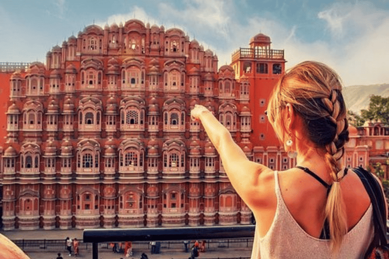 From Delhi: Guided Full Day Pinkcity Jaipur City Tour Jaipur Tour with Driver, Cab, Guide & Monuments Entrances