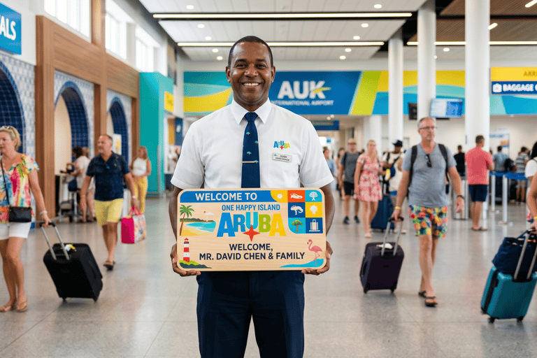 Aruba: AUA Airport Private Transfer to/from City Center Arrival: AUA Airport to hotel in Aruba city center