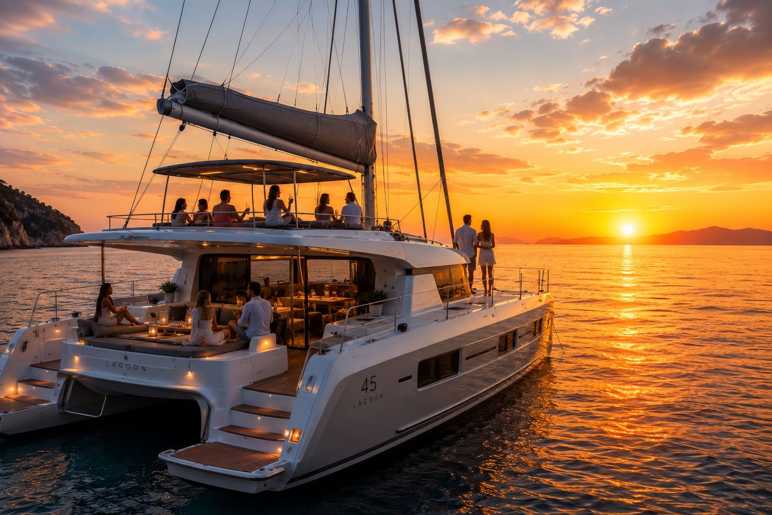 Luxuriöse Segeltour bei Sonnenuntergang auf Rhodos mit Dinner