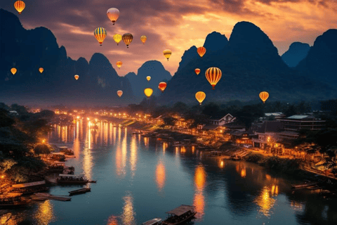 Vang Vieng: hot air balloons and kart landscape