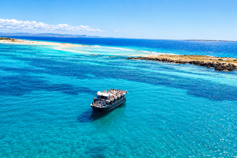 Ibiza: Formentera Boat with Open Bar, 3 meals & Sunset Party ADVANCE: Standard selection of food & open bar option