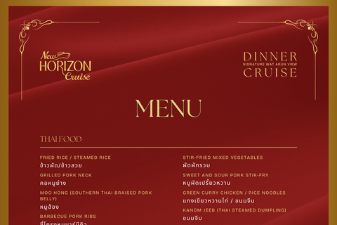 Bangkok: Premium Dinner Cruise With Buffet & Wat Arun Views Thai & International Buffet (Unlimited Chang Draft Beer)