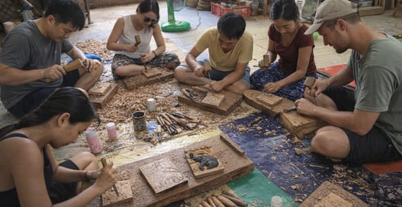 Chiang Mai: Woodcarving Workshop & Home-Cooked Thai Lunch