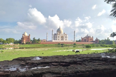 Taj Mahal Sunrise Tour with breakfast at rooftop restaurant Car+Guide+monuments tickets+breakfast