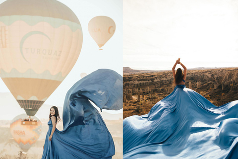 Capadócia: Fotos com vestidos voadoresCapadócia: sessão de fotos ao nascer do sol com vestidos voadores