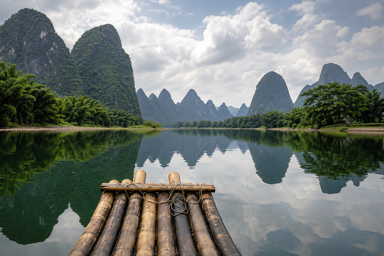 Yangshuo Ticket: Ruyi Peak, Silver Cave, Yulong River & More Li River Bamboo Raft Round Trip with Shuttle