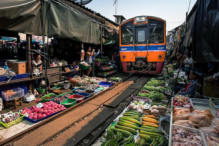 Damnoen Saduak Floating Market, Maeklong Railway, Wat & More