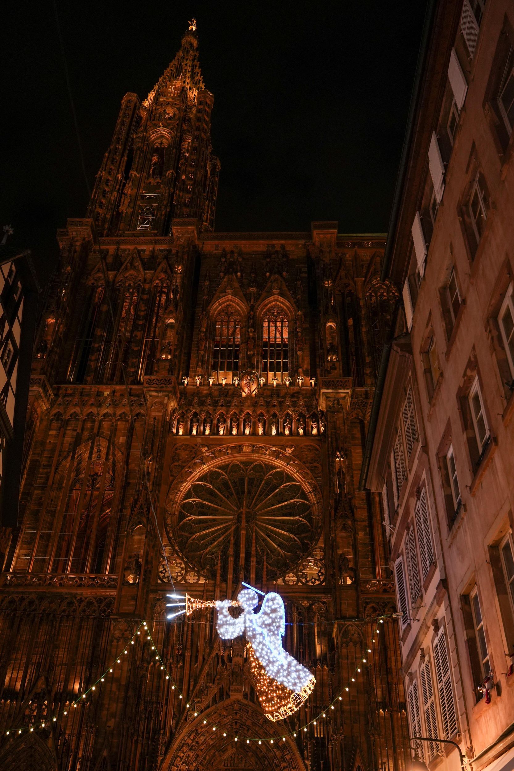 Straßburg: Weihnachtsmarkt bei Nacht mit Glühwein
