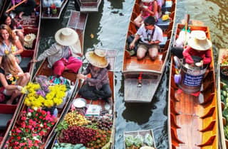 Bangkok: Schwimmender Markt, Zug-Markt & Tempel-Tour