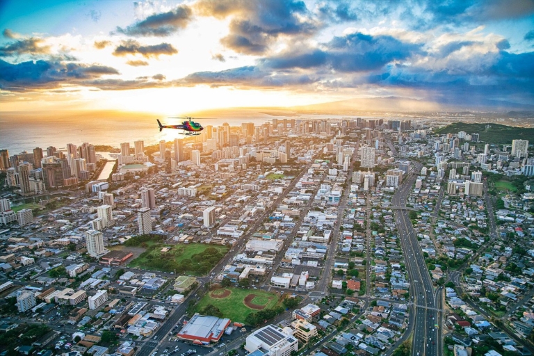 Oahu: tour en helicóptero Waikiki Sunset Doors On o Doors OffTour Privado Puertas Fuera