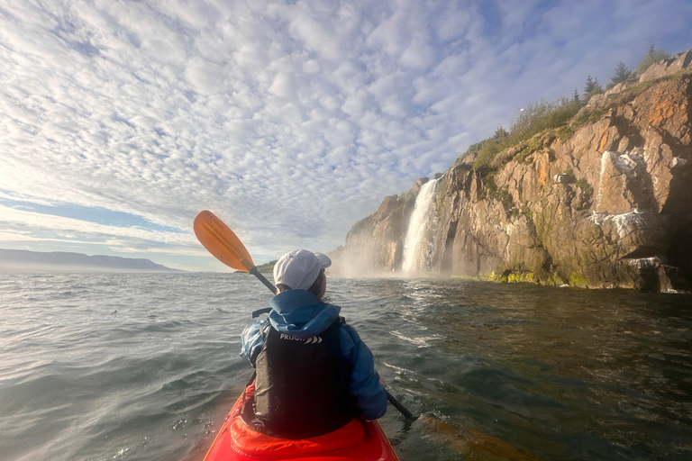 Akureyri: Tandem Kayaking with Geothermal Waterfall Visit