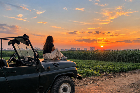 Hanoi Sunset Experience by Jeep: Golden Hour & City Lights Small Group Tour