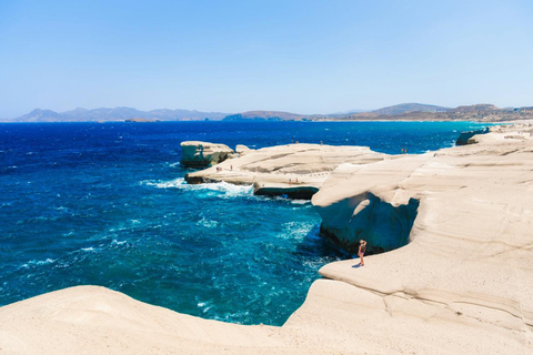 From Crete: Milos Island Day Trip with Guided Tour & Ferry Rethymno Area: Tour with Hotel Pickup