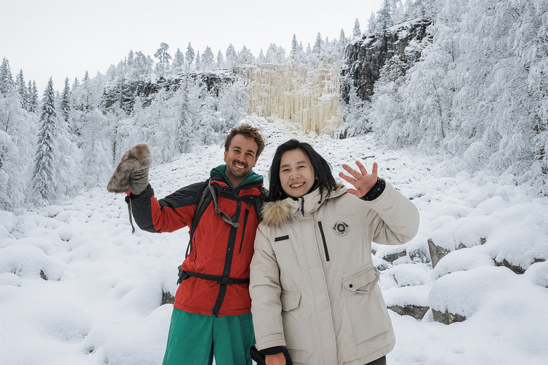 Rovaniemi: Korouoma Frozen Waterfalls Hike & Hot BBQ Lunch Rovaniemi: Korouoma Small Group Guided Hike & Hot BBQ lunch