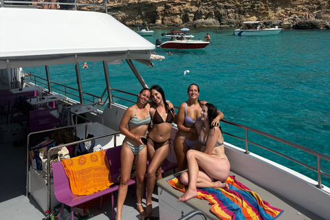 Malta: Comino Catamaran Cruise with Blue & Crystal Lagoon Morning or afternoon Half day cruise with 2 swimming stops