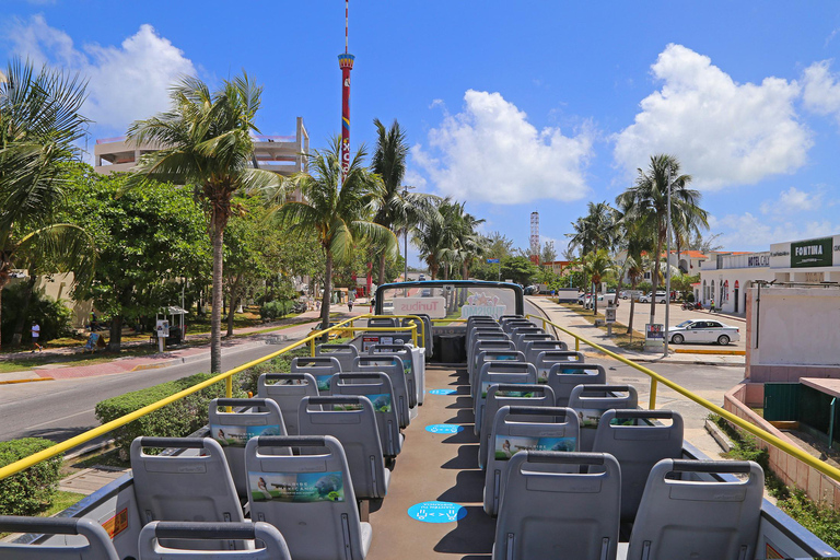 Cancun : Bus en bus à arrêts à arrêts multiples et attractions multiplesCancun : Visite à arrêts multiples de la ville et roue d'observation du ciel