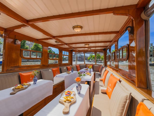 Amsterdam: Saloon Boat Cruise with optional Cheese &amp; Wine