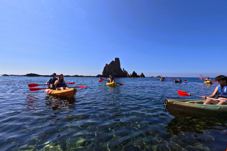 CABO DE GATA: GUIDED KAYAK ROUTE + SNORKEL + FREE PHOTOS