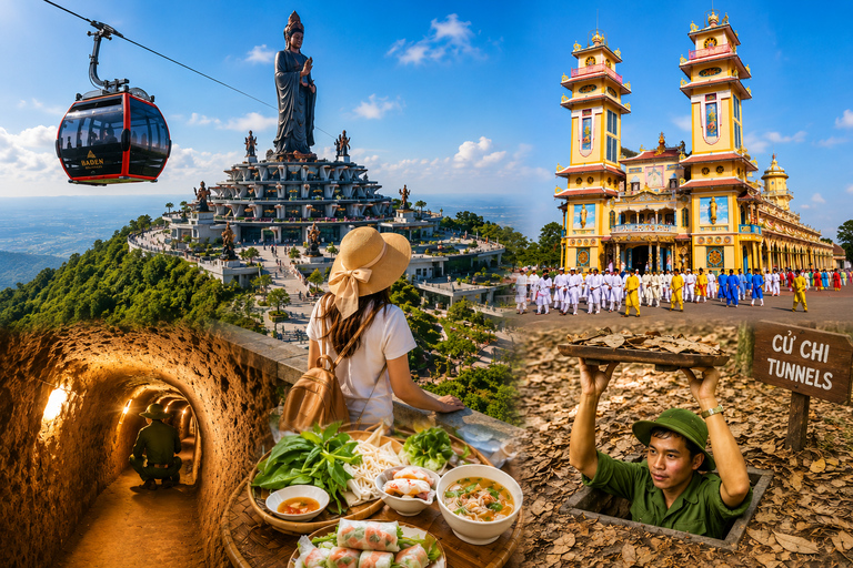 HCM City: Black Virgin Mountain, Cao Dai temple & Cu Chi Private Tour & Private Car & Guide