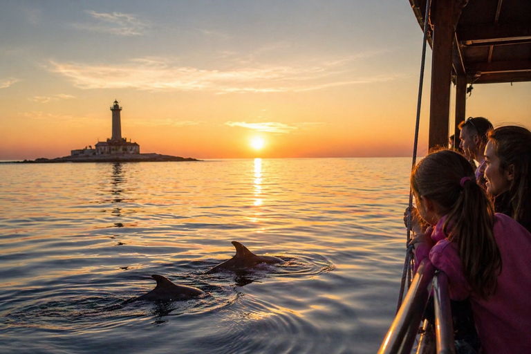 Medulin: 3h Ultra ALL-INCLUSIVE Sunset Dolphin Boat trip 3hours Dolphin Sunset watching with drinks+dinner sandraboat