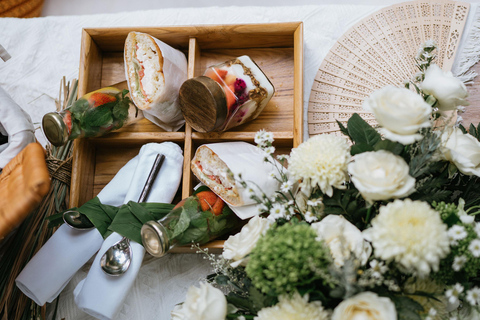 Ubud: Romantic Picnic on a Wooden Boat with Sparkling Wine