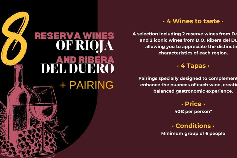 Degustazione: Vini di riserva (Rioja e Ribera del Duero) +Abbinamento